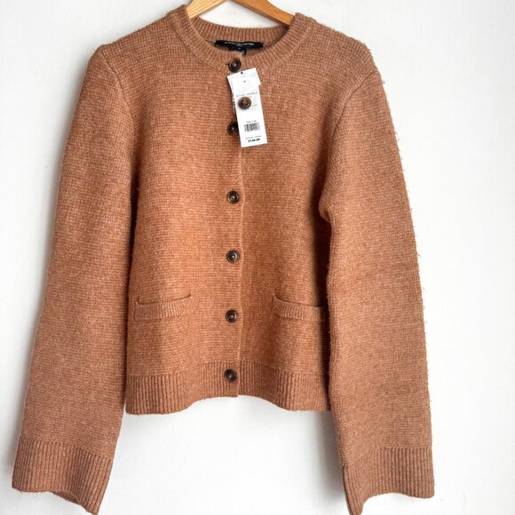 French Connection Sweaters - French Connection Camel Beige Classic Thick Tight KNit Cardigan M